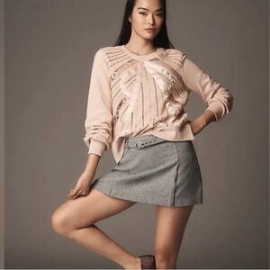 Anthropologie Blush Pink Sweatshirt with Sequin Detail XSmall NWOT